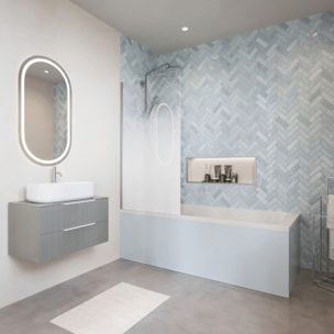 Baignoire rectangulaire VITRA Neon 170x75cm + Pare bain gauche AURYS Mist 1 chromé profilé gauche