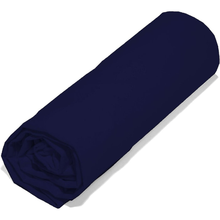 Drap Housse - Bonnet:30cm 100%coton Bio 57fils Marine