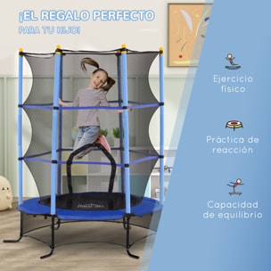 Cama Elástica Infantil Ø163x190 cm Trampolín para Niños de +3 Años con Red de Seguridad y Marco de Acero Carga 50 kg para Interior y Exterior