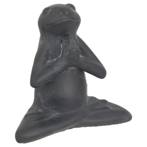 Statuette d'extérieur grenouille Lia gris H18cm en ciment