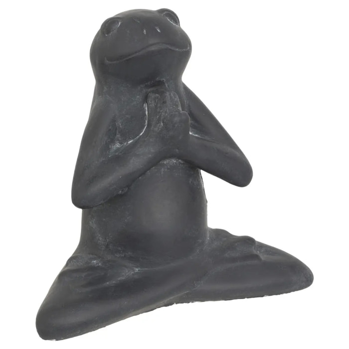 Statuette d'extérieur grenouille Lia gris H18cm en ciment
