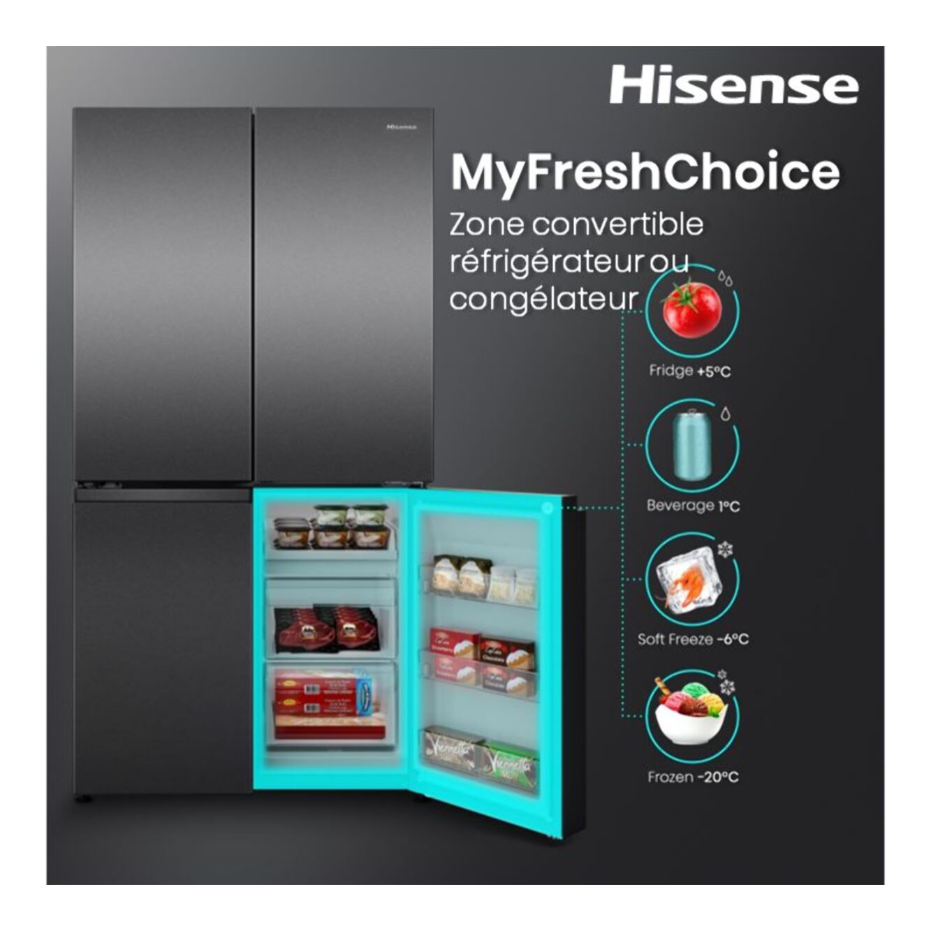 Réfrigérateur multi portes HISENSE RQ5P640SSKD