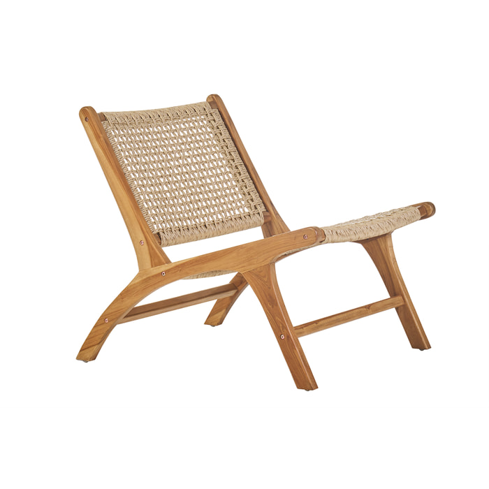 Fauteuil lounge en bois teck massif et corde tressée SUMBA
