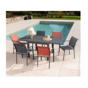 Ensemble table et chaises de jardin  - gris anthracite et terracotta - HONFLEUR BEZIERS
