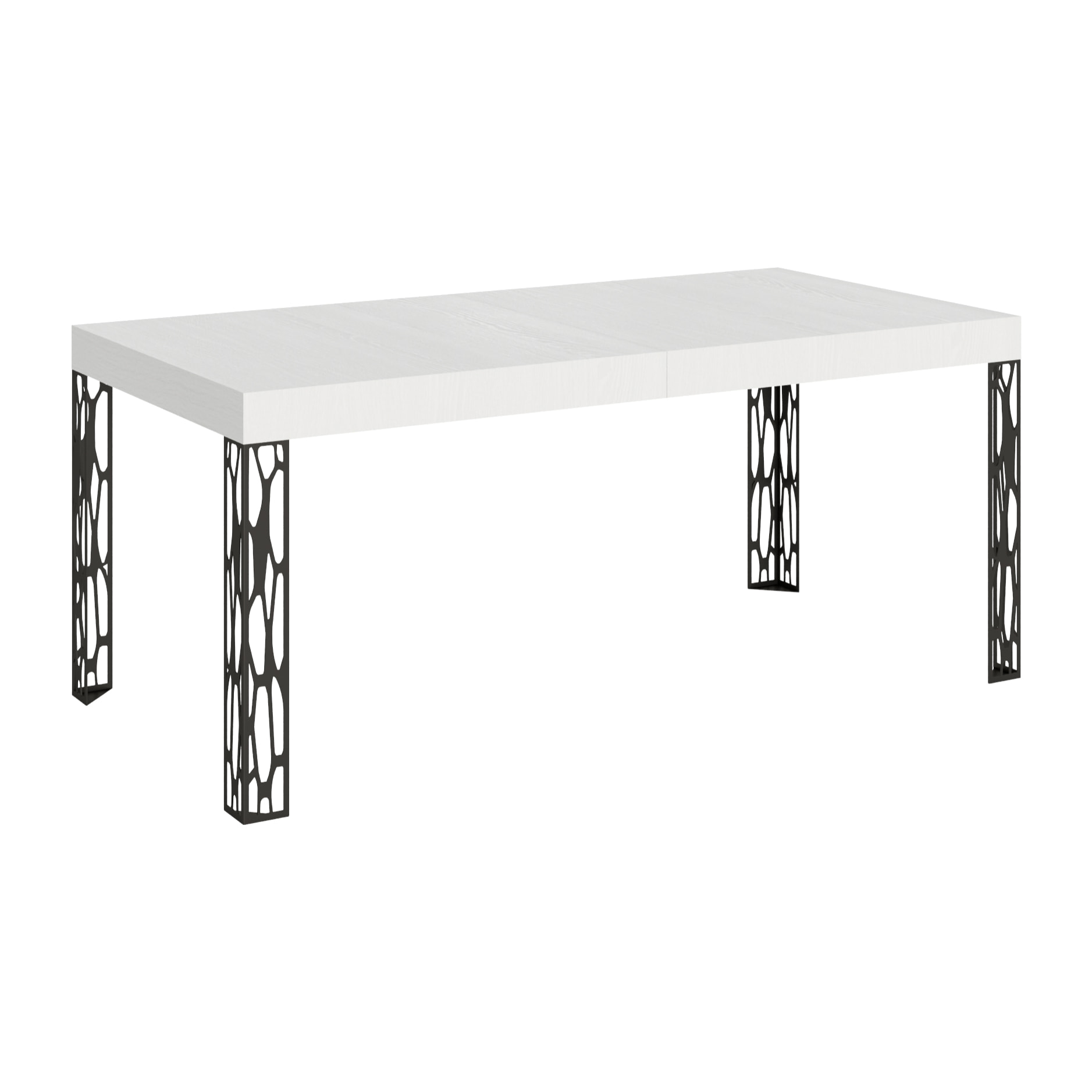 Mesa extensible 90x200/304 cm Ghibli Fresno Blanco estructura Antracita