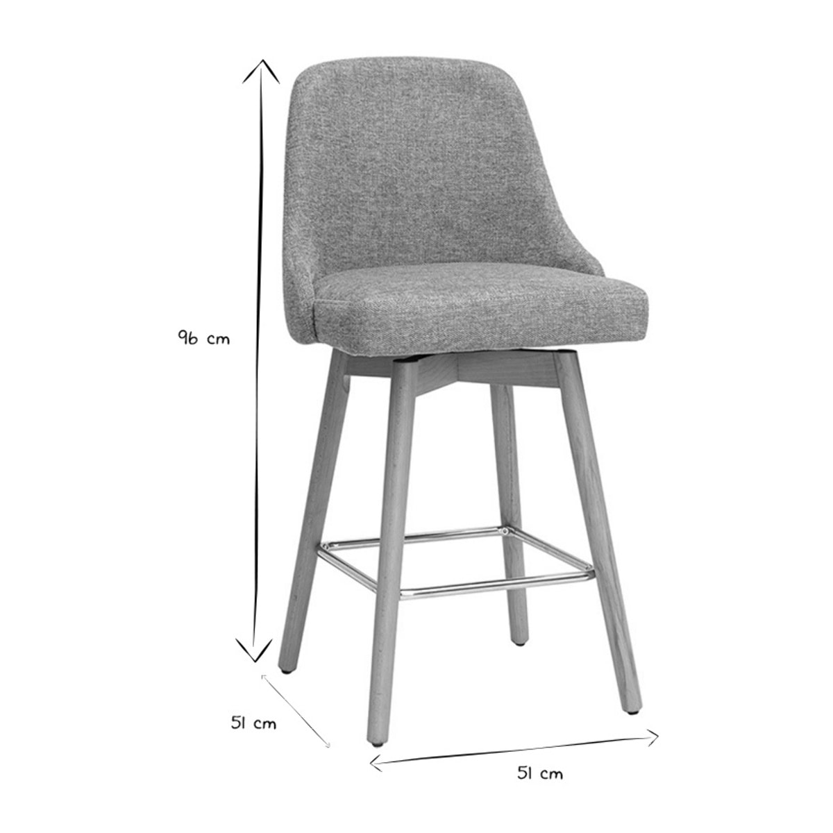 Tabourets de bar scandinaves pivotants 360° en tissu effet velours texturé vert céladon et bois hêtre massif H65 cm (lot de 2) HASTA