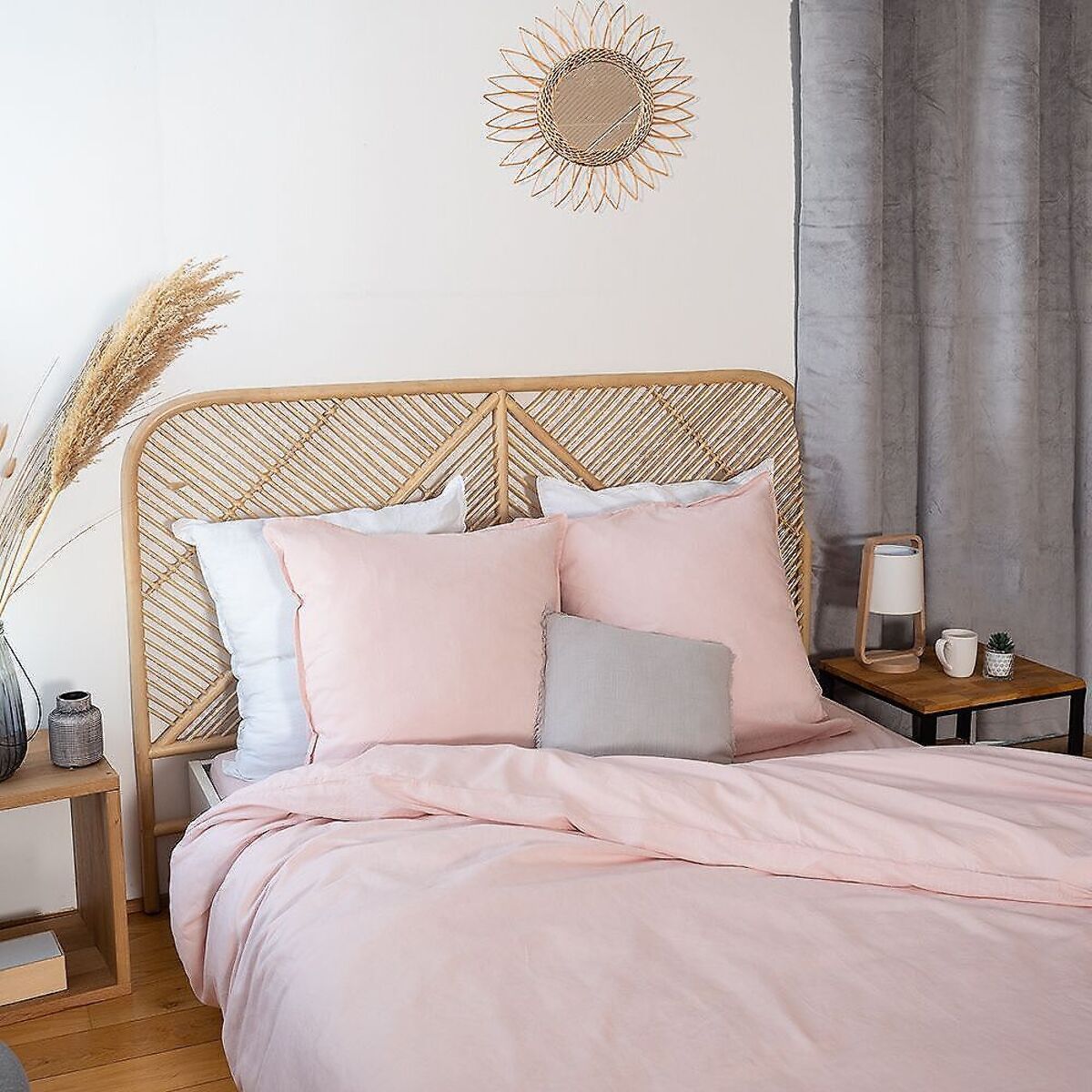 Parure Housse De Couette 3pcs 100% Lin/coton 57 Fils Lin MÉtis Uni