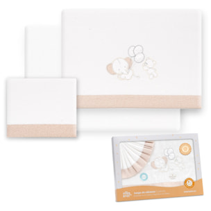 Triptico Coche Franela Oso Elefante Globos Bco/Beig