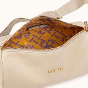 Bandolera Cilíndrica Color Crema con Charms y Asa Técnica CHARMS CROSSBODY BARREL CREAM