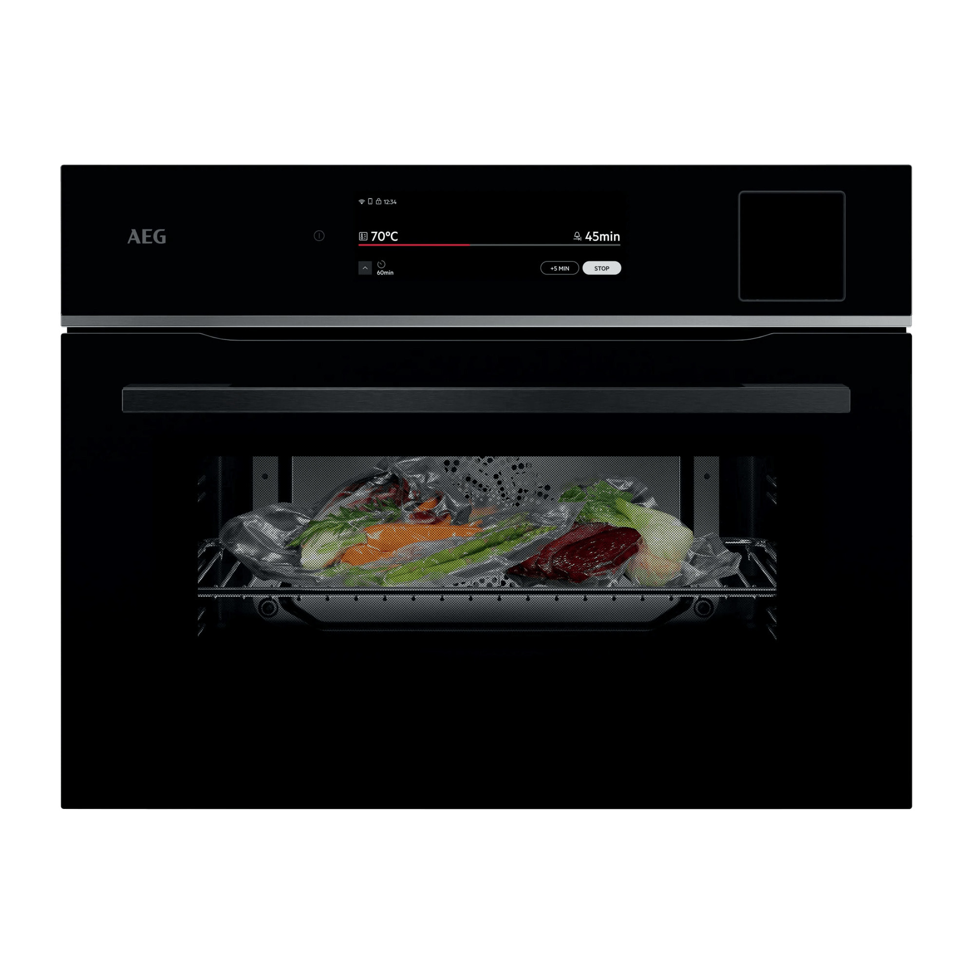 AEG Horno compacto de vapor Serie 9000 ProAssist con SteamPro con Display CookSmart Touch+ 7,8 '', con WiFi TP9SK821B