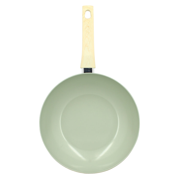 Wok en revêtement céramique 28cm céladon - tous feux COLORAMA