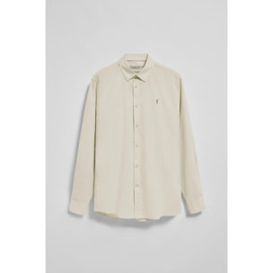 Camicia beige regular in lino-cotone con ricamo Rigby Go