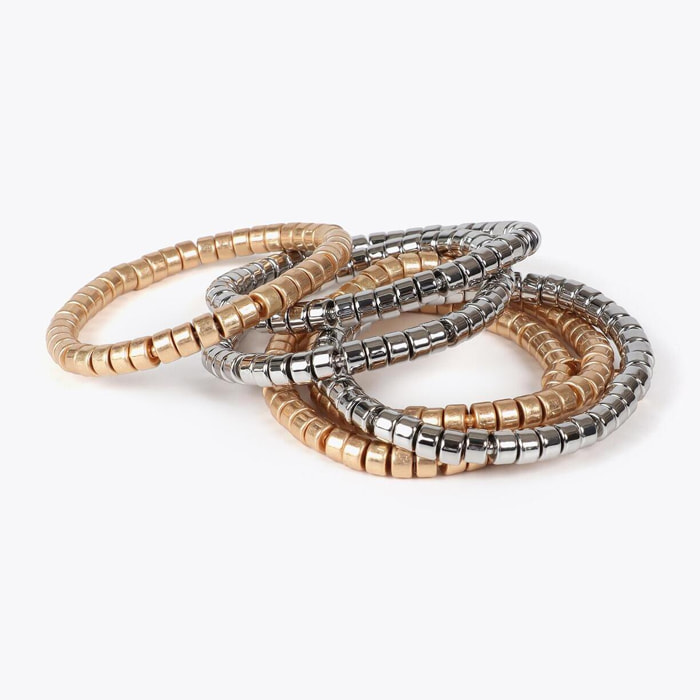 Set Braccialetti Elasticizzati Effetto Metallico Bicolore
