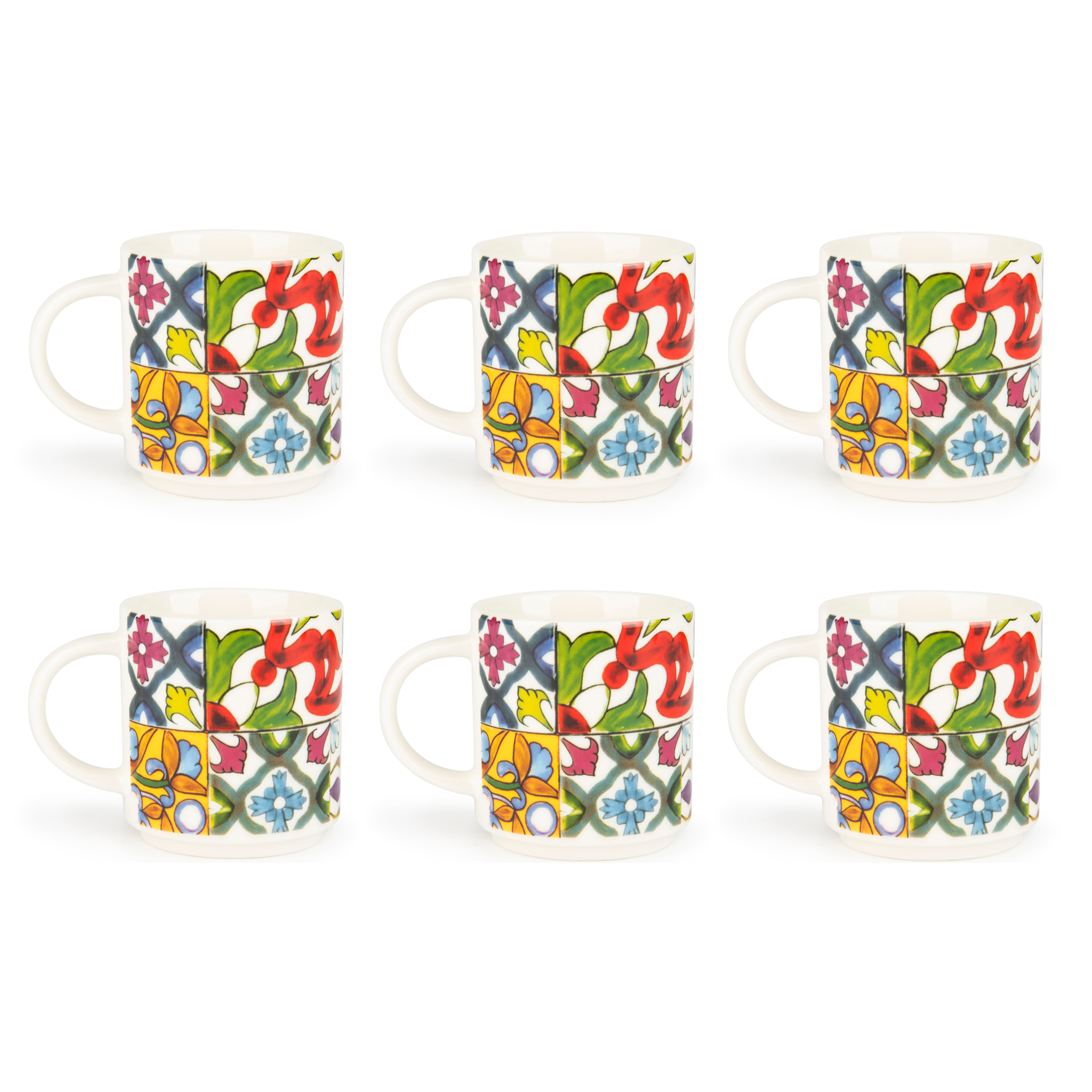 Set 6 Tasses à Café Excelsa – Lisbona, New Bone China Multicolore