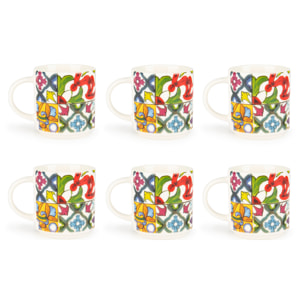 Set 6 Tasses à Café Excelsa – Lisbona, New Bone China Multicolore