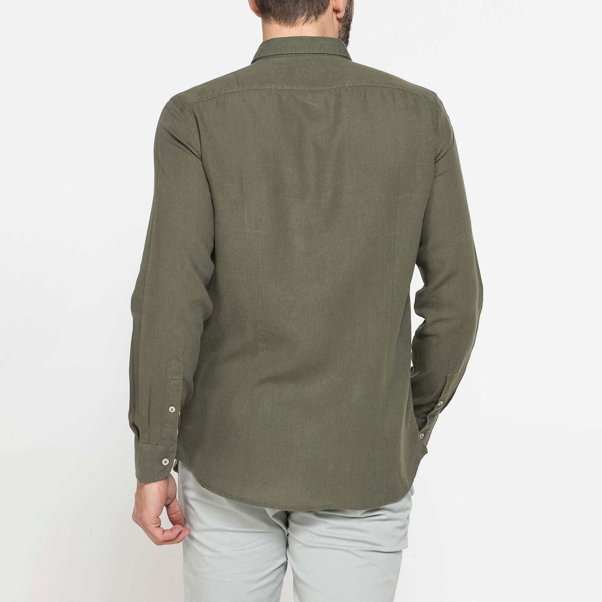 CAMICIA IN LINO E LYOCELL A MANICA LUNGA DA UOMO