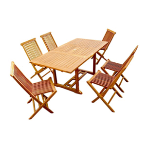 ADAGNA Table de jardin rectangulaire et 6 chaises en teck