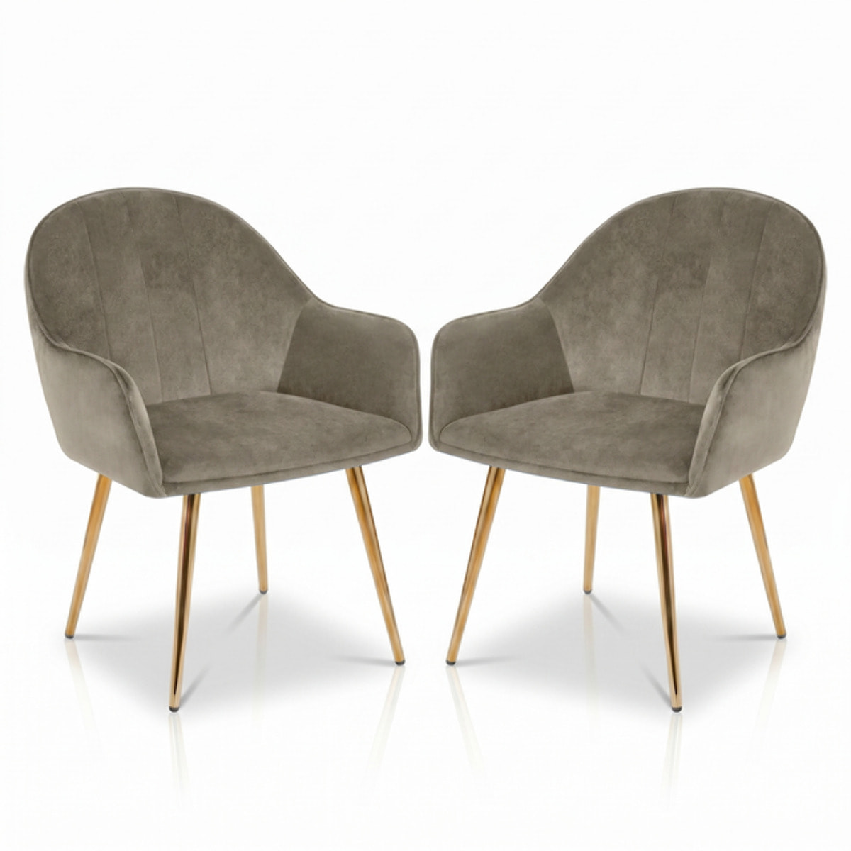 Set 2 poltrone in velluto con gambe oro, sedie imbottite design elegante e moderno, struttura in legno con schienale e seduta confortevoli, rivestimento effetto velluto morbido, ideali per soggiorno camera e ufficio, stile raffinato