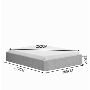ABATE Lit avec coffre de rangement 140x190cm velours côtelé gris