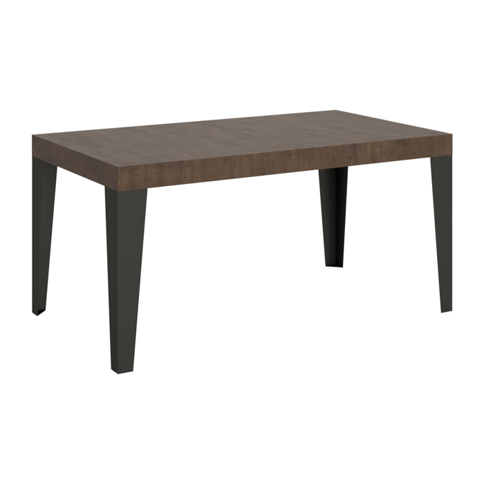Table Flame Extensible Dessus Noyer 90x160 Allongée 264 cadre Anthracite