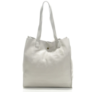 Borse Donna colore Argentato-in pelle Made in Italy 34x28x12cm