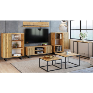 Mobile Porta TV Focus Loft in Quercia con Effetto Lamelle