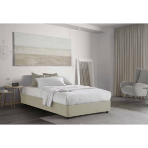 Letto piazza e mezza Abici, Letto contenitore con rivestimento in tessuto, 100% Made in Italy, Apertura frontale, con materasso Cm 120x200 incluso, Beige
