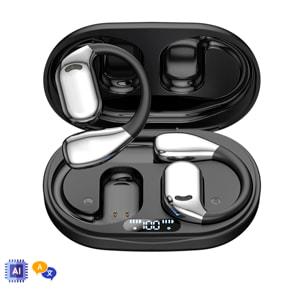 M75 Cuffie bluetooth 5.4 AI traduzione intelligente. Tecnologia OWS con schermo digitale.