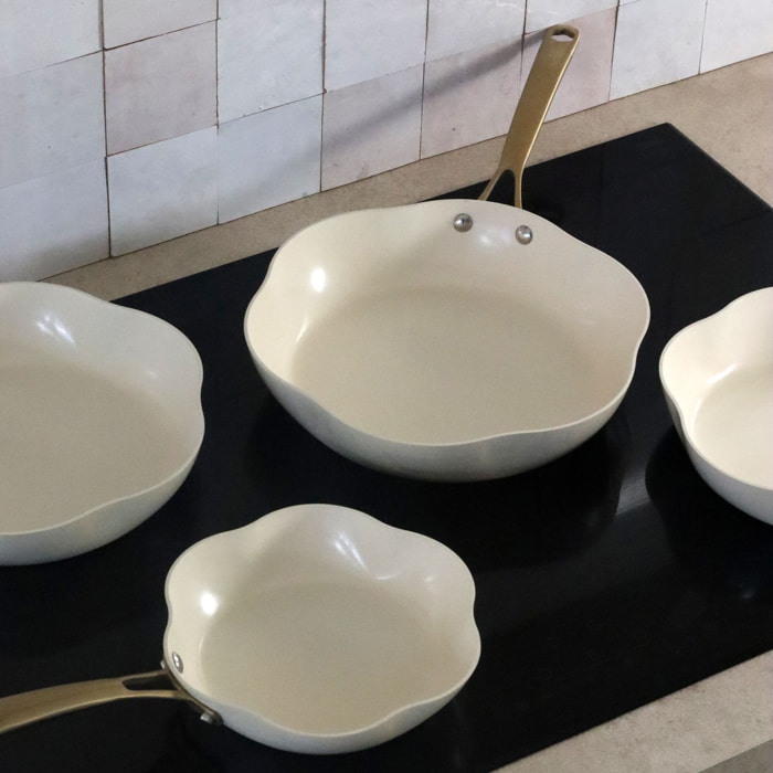 Lot de 3 poêles en aluminium recyclé en forme de fleurs DAHLIA