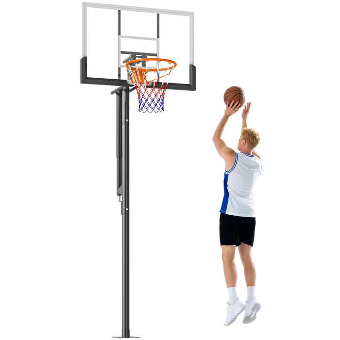 Canasta de Baloncesto para Exterior, Altura Ajustable 230-305 cm, Canasta de Baloncesto con Soporte, Tablero Irrompible 120 cm, Aro Ø48 cm y Base Estable, para Adolescentes y Adultos, Negro