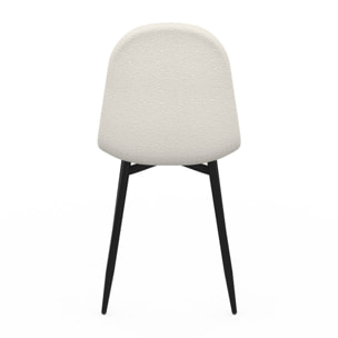 Chaises Sofia - Blanc bouclette - pieds noirs