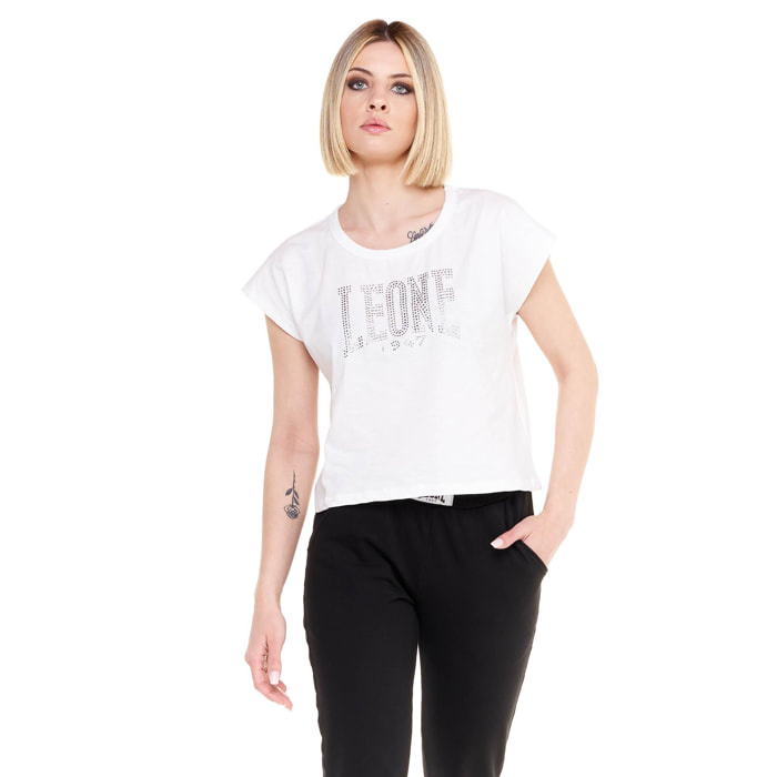 Camiseta cropped de manga corta de lujo para mujer