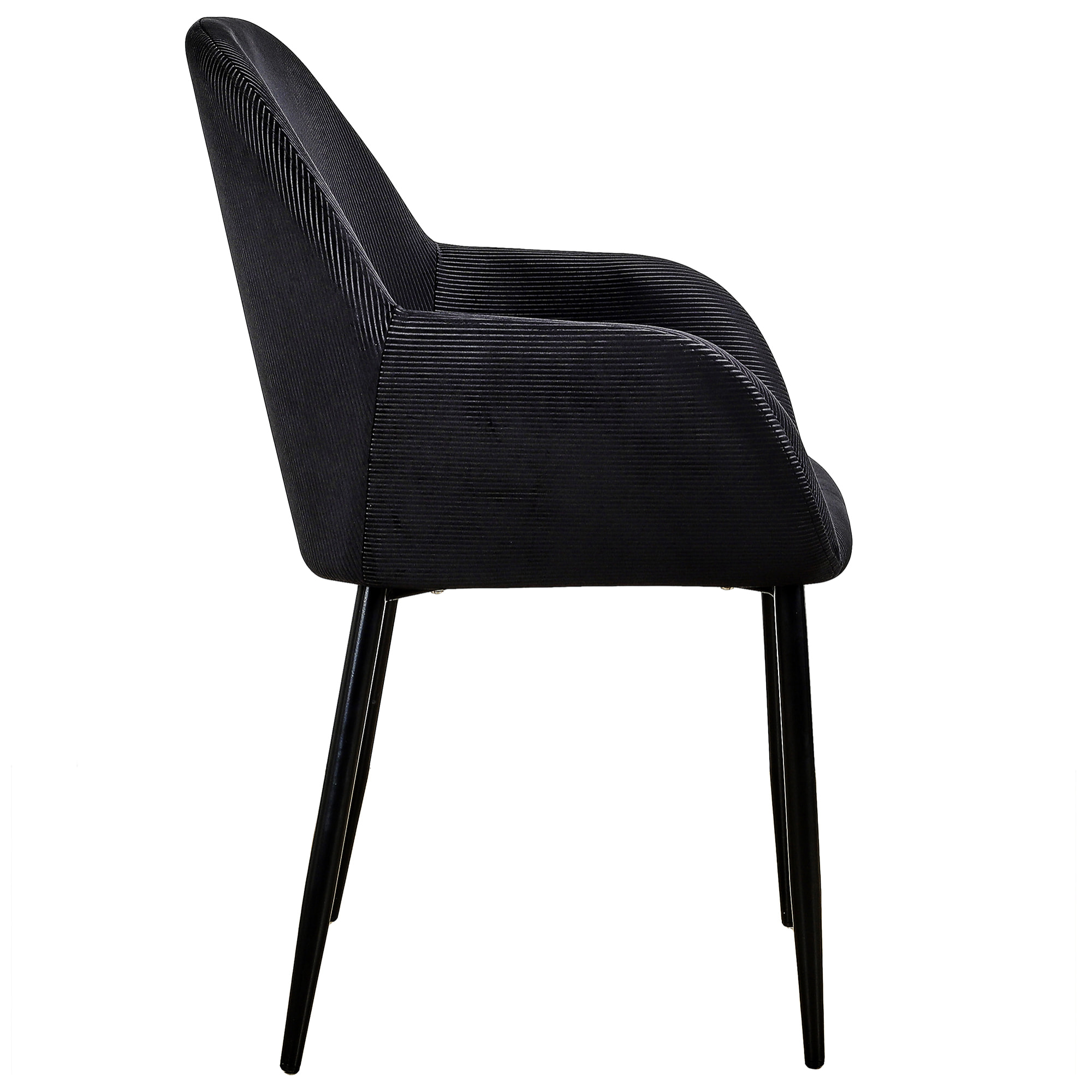 Fauteuil Giulia Noir Velours Cotele - Lot De 2