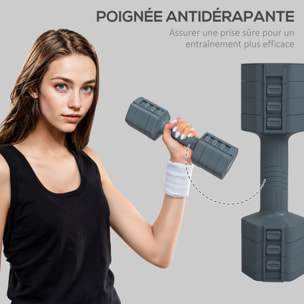 Lot de 2 haltères réglables hexagonales avec poignée antidérapante pour l'entraînement à domicile, 2 x 2.5kg gris