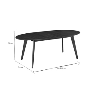 Table à manger extensible ovale en bois foncé L150-200 MARIK