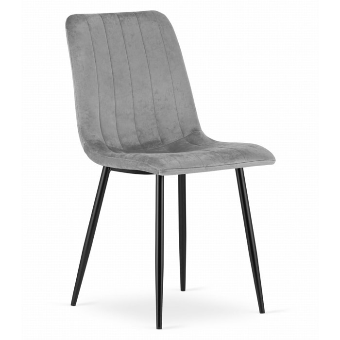 Set di 3 sedie Lava in velluto grigio chiaro
