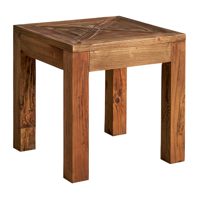 Mesa auxiliar de madera de pino en color marrón de 50x50x50cm