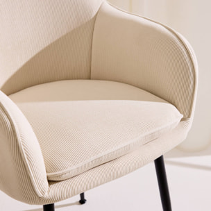 Fauteuil velours côtelé et pieds métal (lot de 4) SHELLA