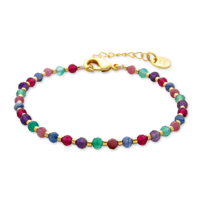 Pulsera de Cristal Multicolor acabada en oro amarillo de 18K