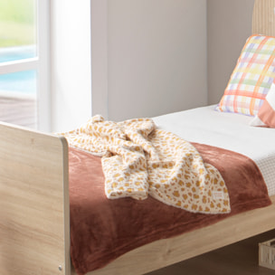 Couverture bébé léopard en gaze de coton et sherpa