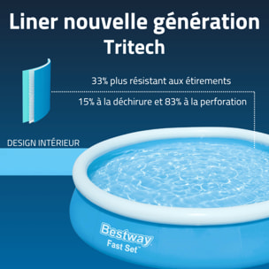 Bestway Piscine gonflable ronde Bestway Fast Set 366 x 76 cm bleu