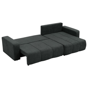 Nicole - Canapé d'angle réversible 5 places convertible avec coffre en tissu - Gris Anthracite