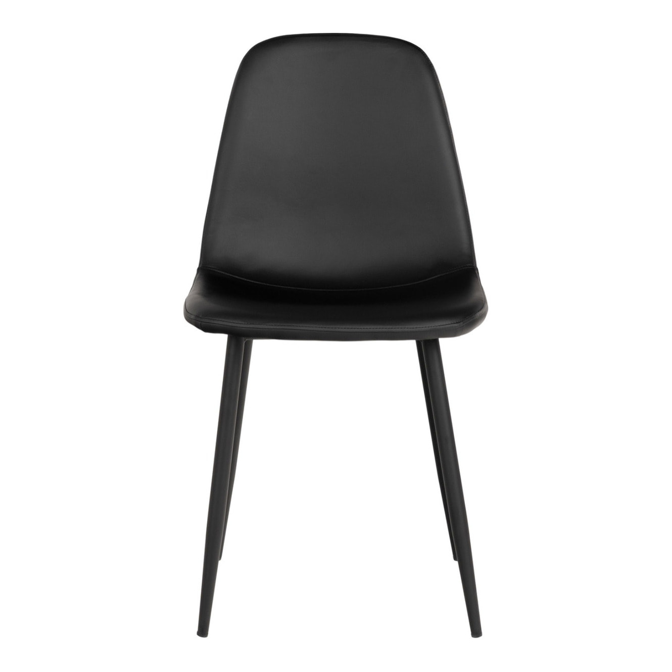 Set 2 sedie da pranzo Stockholm in ecopelle nera con gambe in metallo