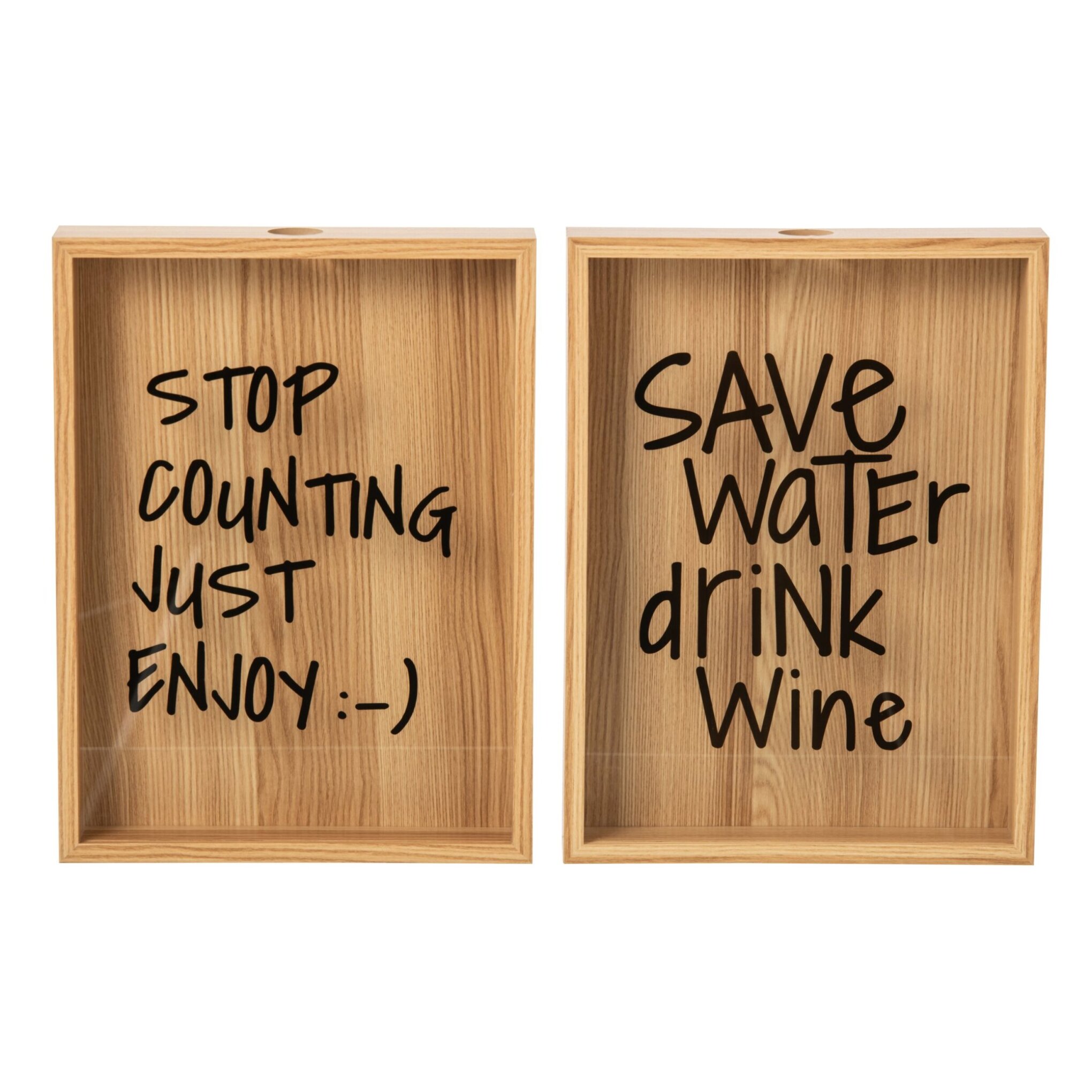 J-Line cadres Wine - MDF - naturel/noir - assortiment de 2