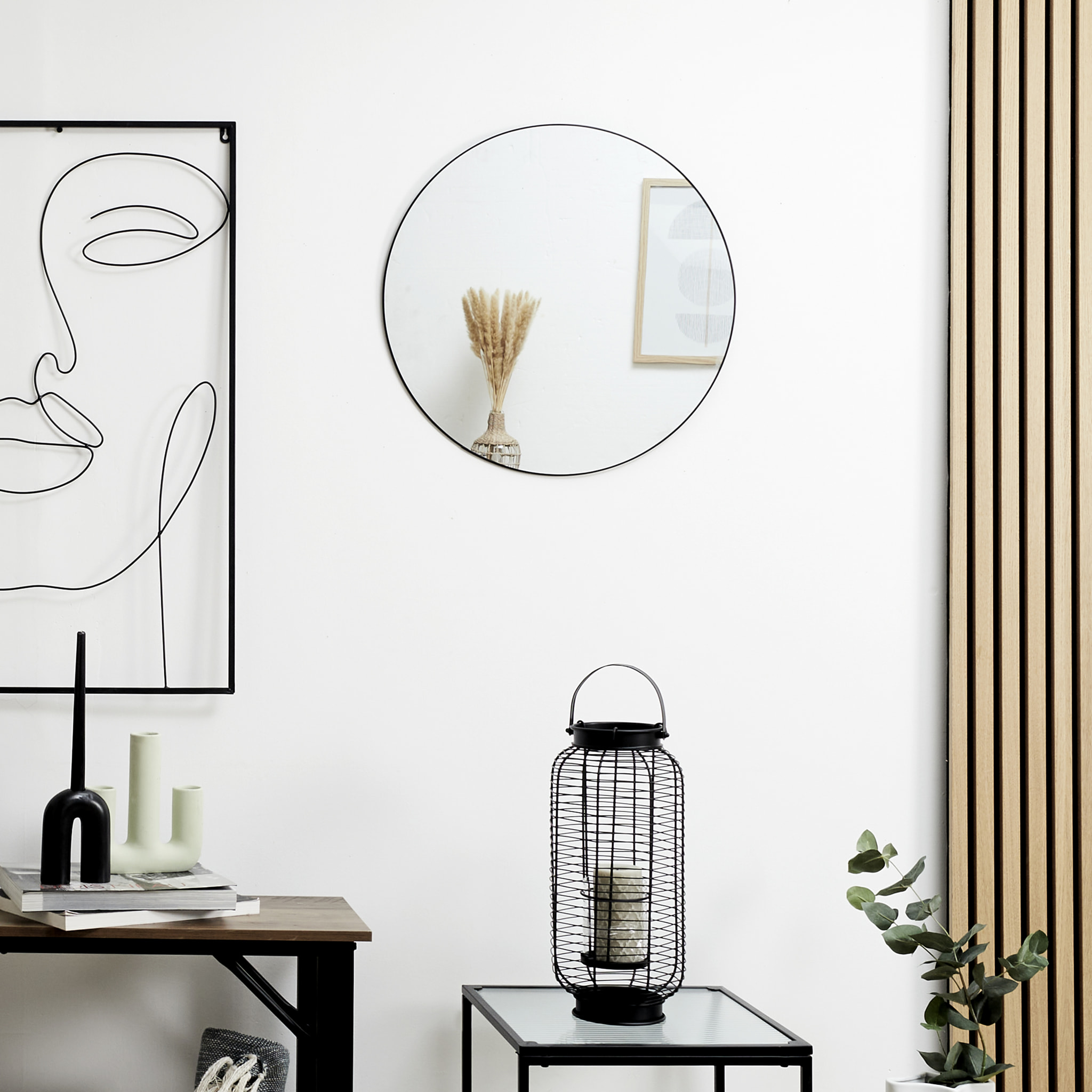 Miroir Extra Plat Rond 55cm M6 Noir