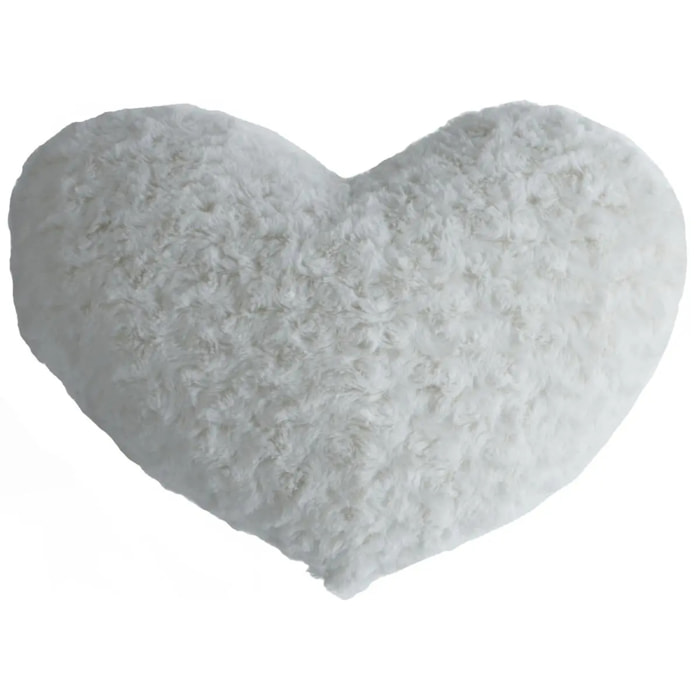 Coussin "Coeur" - bouclette - écru - 28x36 cm