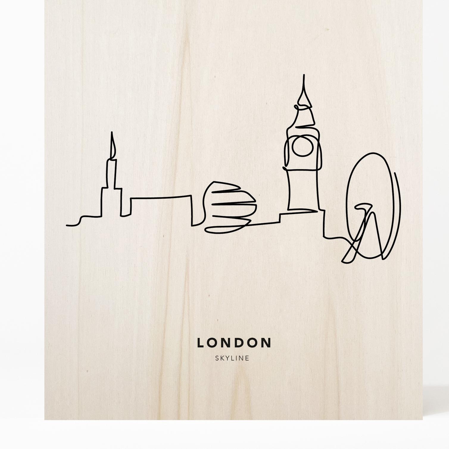 Tableau en bois London Skyline Hauteur: 40 Longueur: 30 Largeur: 1