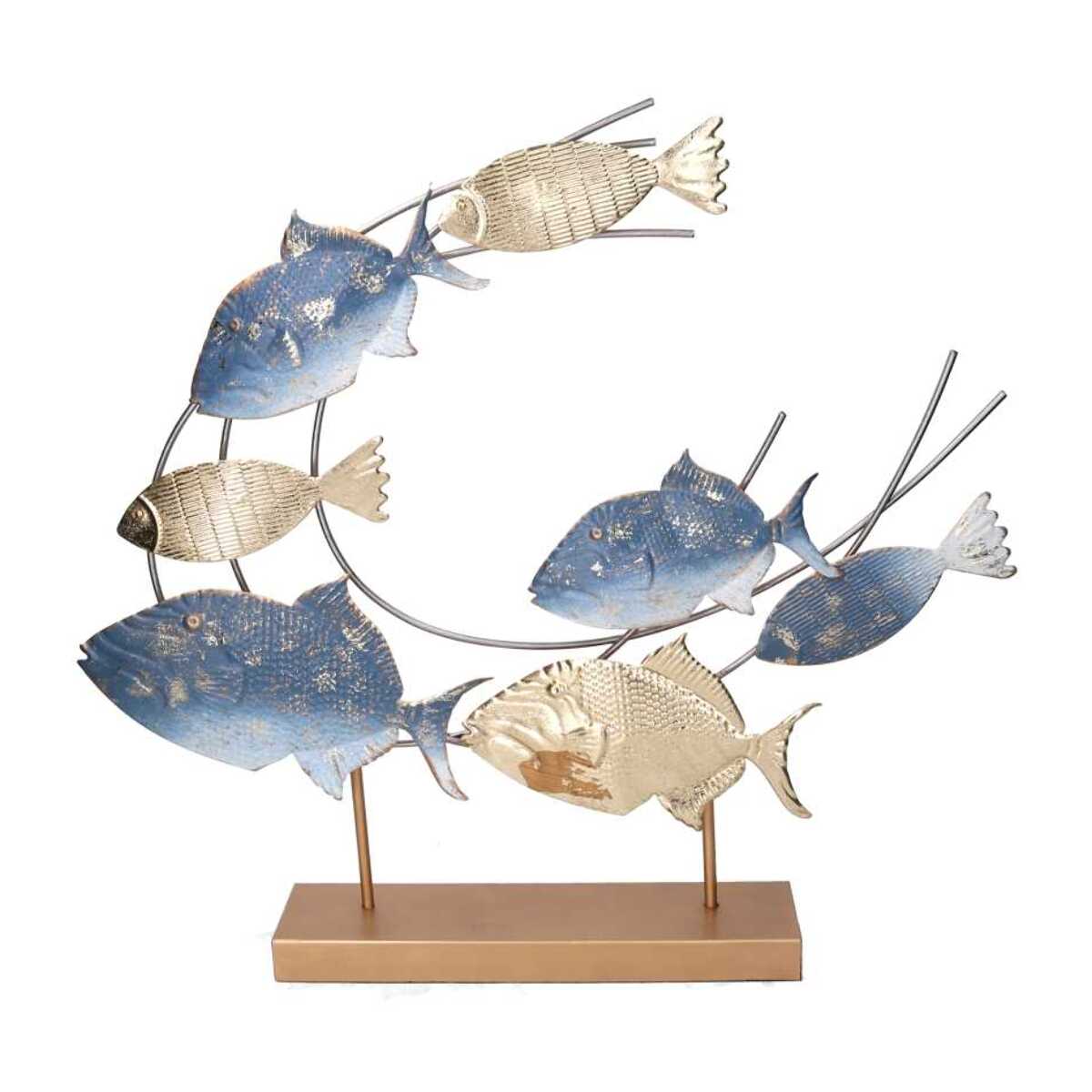 Decorazione in metallo Pesci oro e azzurro cm61x8,9h55,9