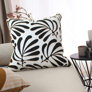 Coussin carré déhoussable design abstrait - Blanc