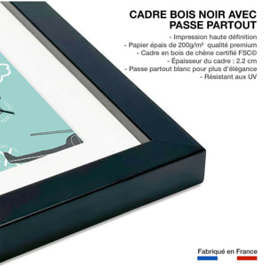 Affiche enfant avions à gogo Affiche + cadre en bois - Noir